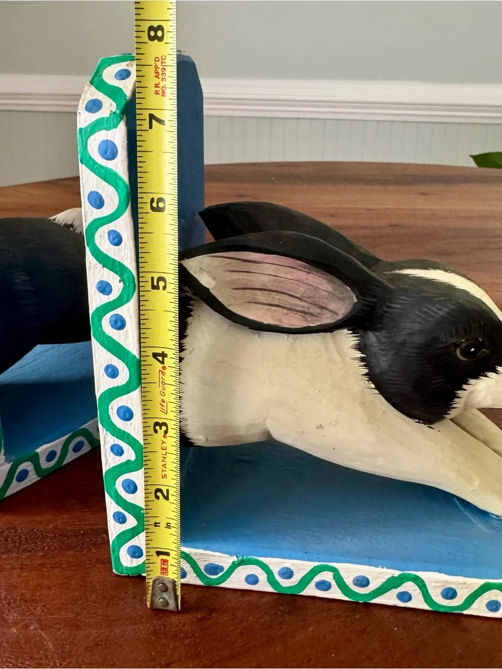 Vintage Wooden Folk Art Bunny Rabbit Bookends Handpainted Pier 1 Whimsical